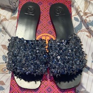 Tory Burch Women's Blue Beaded Sandals